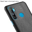 For OPPO Realme C3 with Fingerprint Hole Shockproof Crocodile Texture PC + PU Case(Black)