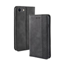 For iPhone SE 2022 / SE 2020 Magnetic Buckle Retro Crazy Horse Texture Horizontal Flip Leather Case , with Holder & Card Slots & Photo Frame(Black)