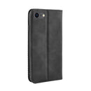 For iPhone SE 2022 / SE 2020 Magnetic Buckle Retro Crazy Horse Texture Horizontal Flip Leather Case , with Holder & Card Slots & Photo Frame(Black)