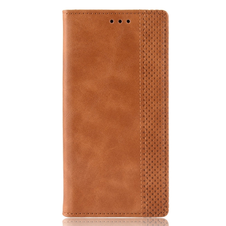For iPhone SE 2022 / SE 2020 Magnetic Buckle Retro Crazy Horse Texture Horizontal Flip Leather Case , with Holder & Card Slots & Photo Frame(Brown)