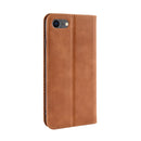 For iPhone SE 2022 / SE 2020 Magnetic Buckle Retro Crazy Horse Texture Horizontal Flip Leather Case , with Holder & Card Slots & Photo Frame(Brown)