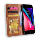 For iPhone SE 2022 / SE 2020 Magnetic Buckle Retro Crazy Horse Texture Horizontal Flip Leather Case , with Holder & Card Slots & Photo Frame(Brown)