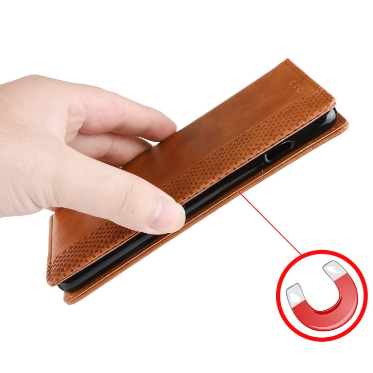 For iPhone SE 2022 / SE 2020 Magnetic Buckle Retro Crazy Horse Texture Horizontal Flip Leather Case , with Holder & Card Slots & Photo Frame(Brown)