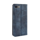 For iPhone SE 2022 / SE 2020 Magnetic Buckle Retro Crazy Horse Texture Horizontal Flip Leather Case , with Holder & Card Slots & Photo Frame(Blue)