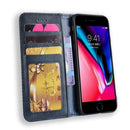 For iPhone SE 2022 / SE 2020 Magnetic Buckle Retro Crazy Horse Texture Horizontal Flip Leather Case , with Holder & Card Slots & Photo Frame(Blue)