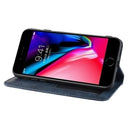 For iPhone SE 2022 / SE 2020 Magnetic Buckle Retro Crazy Horse Texture Horizontal Flip Leather Case , with Holder & Card Slots & Photo Frame(Blue)