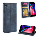 For iPhone SE 2022 / SE 2020 Magnetic Buckle Retro Crazy Horse Texture Horizontal Flip Leather Case , with Holder & Card Slots & Photo Frame(Blue)