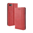 For iPhone SE 2022 / SE 2020 Magnetic Buckle Retro Crazy Horse Texture Horizontal Flip Leather Case , with Holder & Card Slots & Photo Frame(Red)
