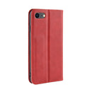 For iPhone SE 2022 / SE 2020 Magnetic Buckle Retro Crazy Horse Texture Horizontal Flip Leather Case , with Holder & Card Slots & Photo Frame(Red)