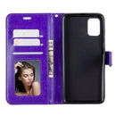 For Galaxy A51 Crazy Horse Texture Horizontal Flip Leather Case with Holder & Card Slots & Wallet & Photo Frame(Purple)