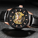 Ochstin 2002C Men Automatic Hollow Leather Mechanical Watch Business Waterproof Night Light Men Watch Mechanical Watch(Black)