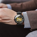 Ochstin 2002C Men Automatic Hollow Leather Mechanical Watch Business Waterproof Night Light Men Watch Mechanical Watch(Black)