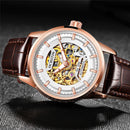 Ochstin 2002C Men Automatic Hollow Leather Mechanical Watch Business Waterproof Night Light Men Watch Mechanical Watch(Coffee)