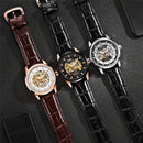 Ochstin 2002C Men Automatic Hollow Leather Mechanical Watch Business Waterproof Night Light Men Watch Mechanical Watch(Coffee)