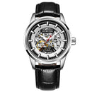 Ochstin 2002C Men Automatic Hollow Leather Mechanical Watch Business Waterproof Night Light Men Watch Mechanical Watch(Silvery)