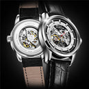 Ochstin 2002C Men Automatic Hollow Leather Mechanical Watch Business Waterproof Night Light Men Watch Mechanical Watch(Silvery)