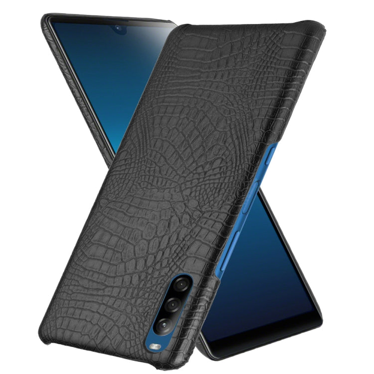 For Sony Xperia L4 Shockproof Crocodile Texture PC + PU Case(Black)