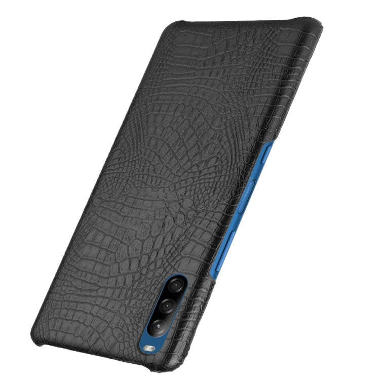 For Sony Xperia L4 Shockproof Crocodile Texture PC + PU Case(Black)