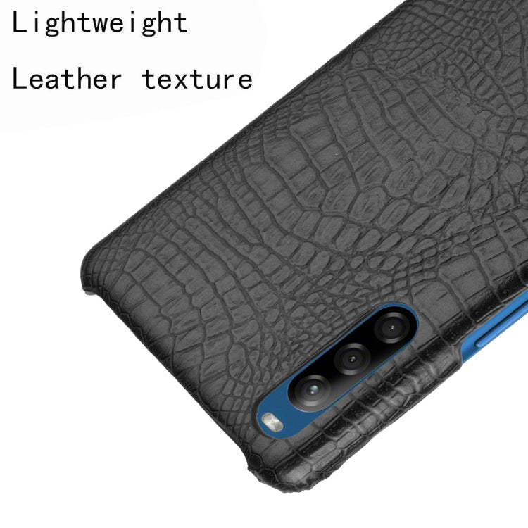 For Sony Xperia L4 Shockproof Crocodile Texture PC + PU Case(Black)