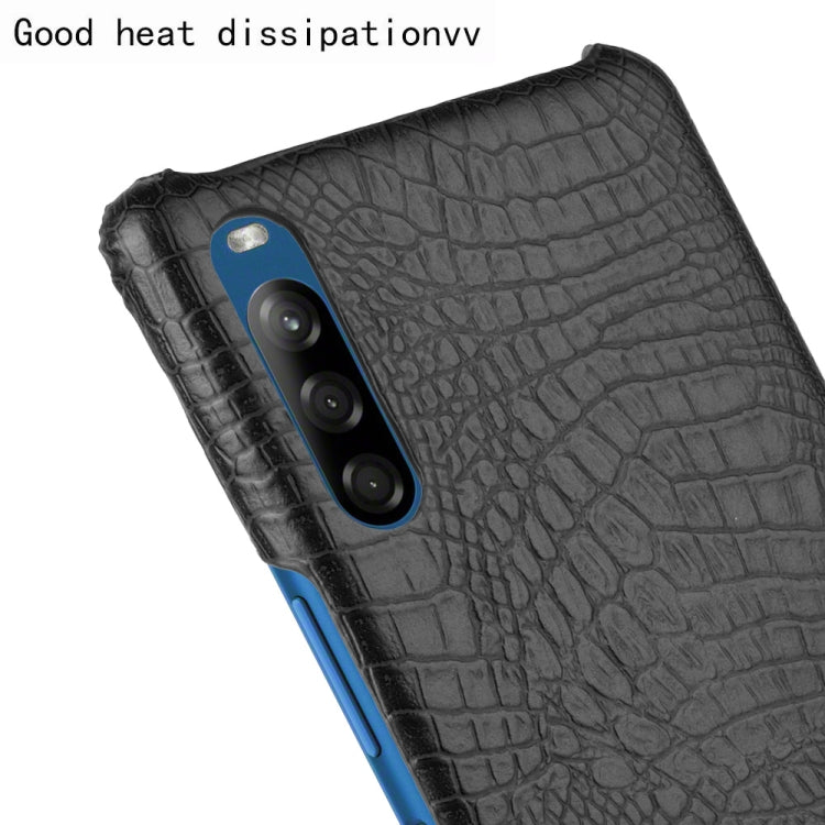 For Sony Xperia L4 Shockproof Crocodile Texture PC + PU Case(Black)