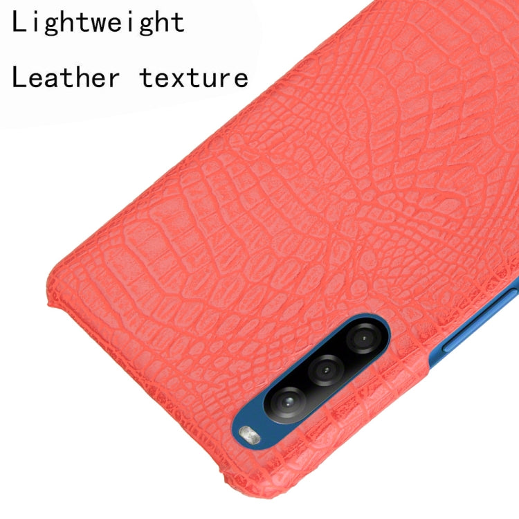 For Sony Xperia L4 Shockproof Crocodile Texture PC + PU Case(Red)