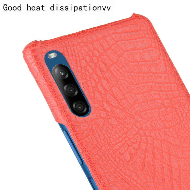 For Sony Xperia L4 Shockproof Crocodile Texture PC + PU Case(Red)