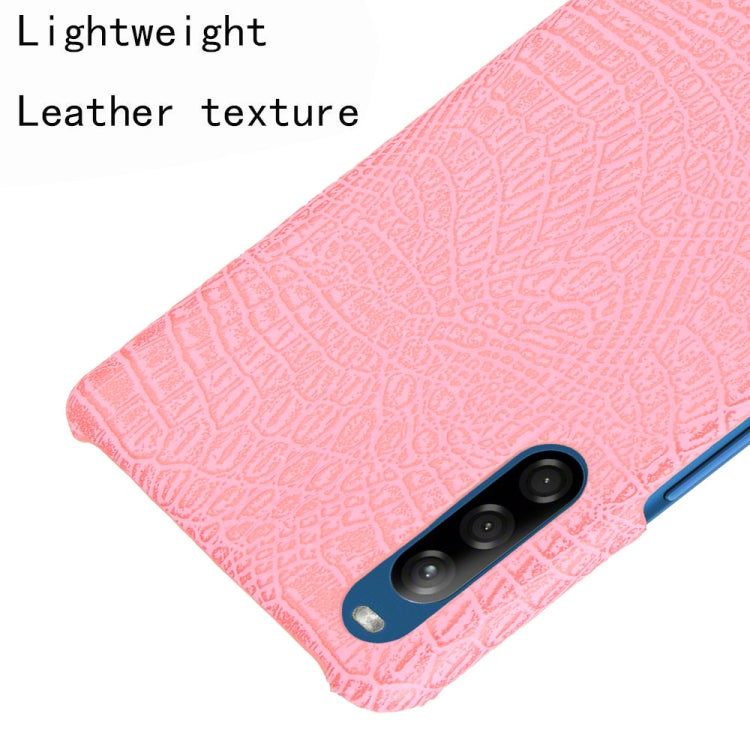 For Sony Xperia L4 Shockproof Crocodile Texture PC + PU Case(Pink)