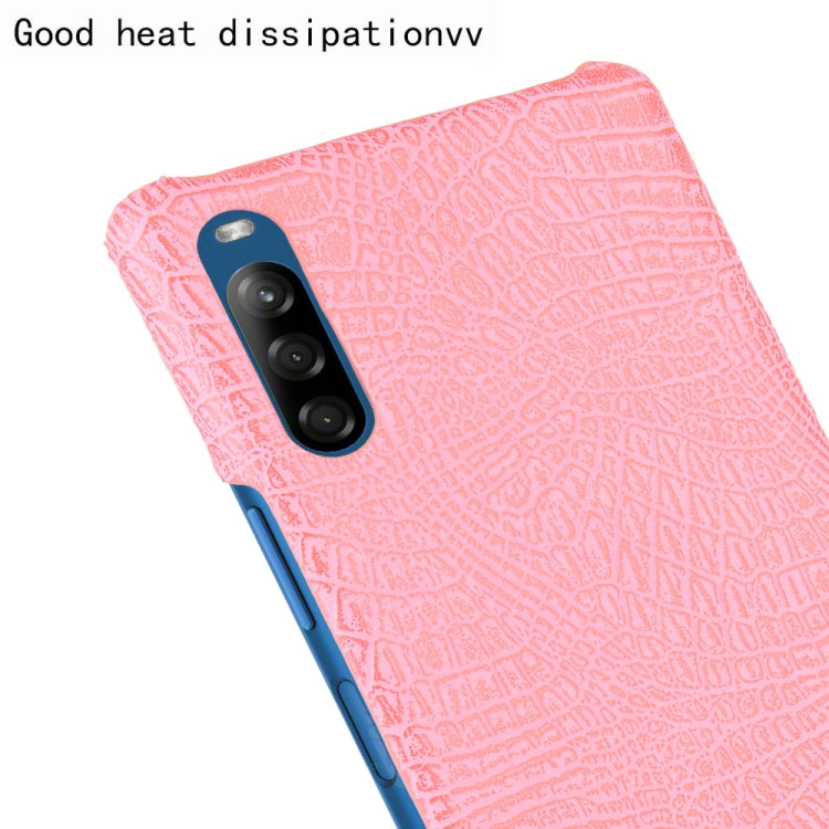 For Sony Xperia L4 Shockproof Crocodile Texture PC + PU Case(Pink)