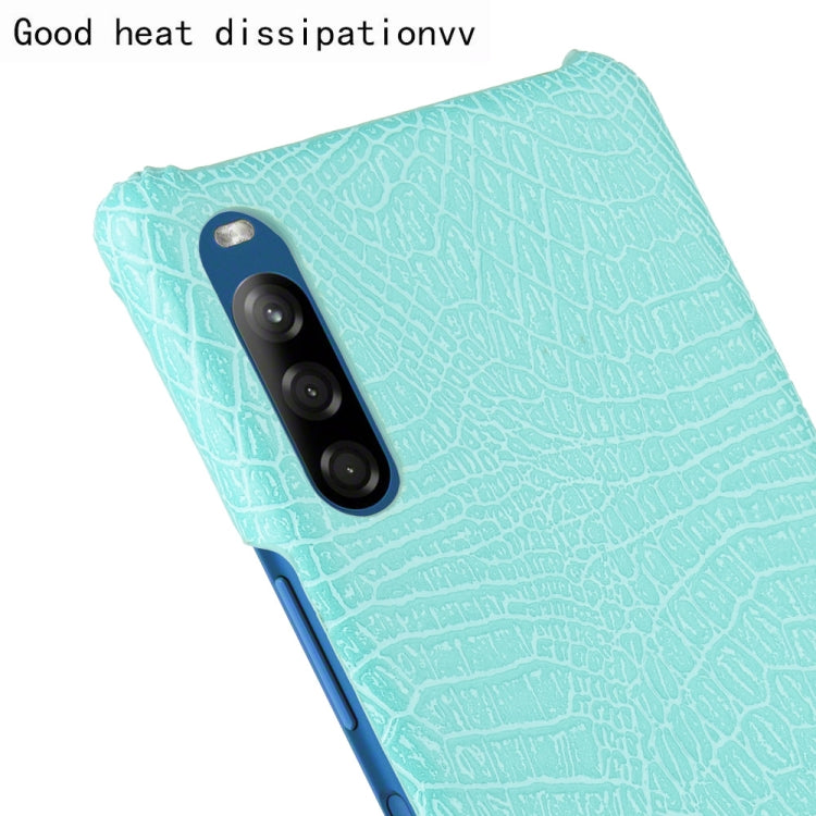 For Sony Xperia L4 Shockproof Crocodile Texture PC + PU Case(Light green)