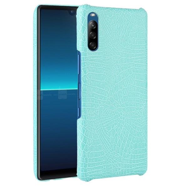 For Sony Xperia L4 Shockproof Crocodile Texture PC + PU Case(Light green)