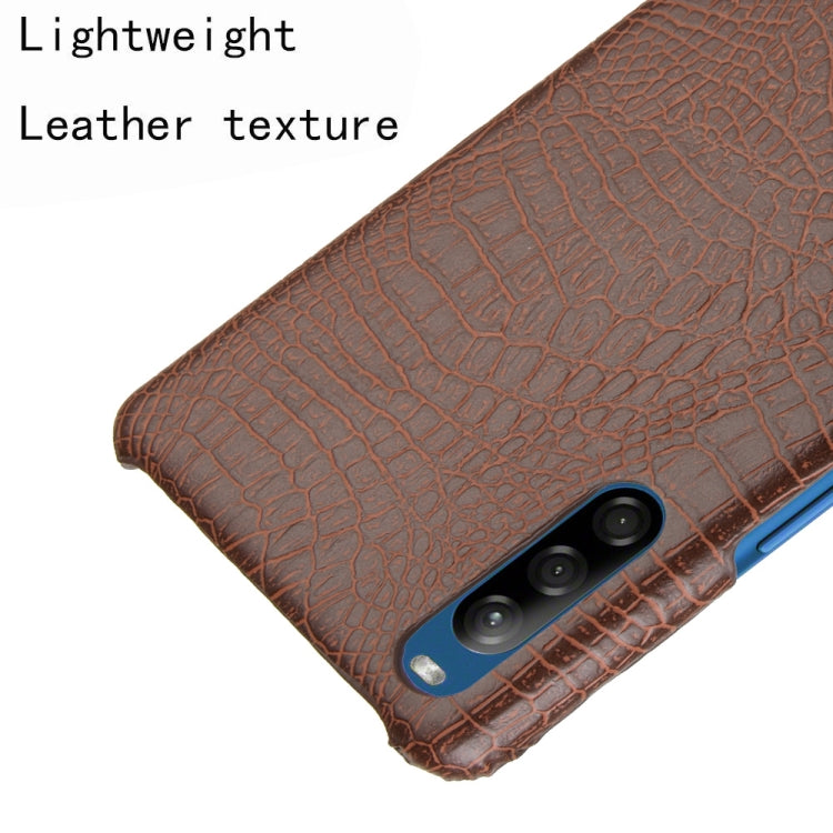 For Sony Xperia L4 Shockproof Crocodile Texture PC + PU Case(Brown)