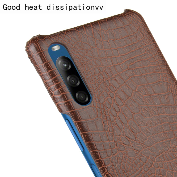 For Sony Xperia L4 Shockproof Crocodile Texture PC + PU Case(Brown)