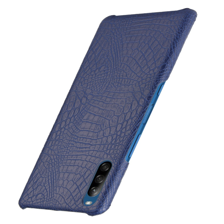 For Sony Xperia L4 Shockproof Crocodile Texture PC + PU Case(Blue)