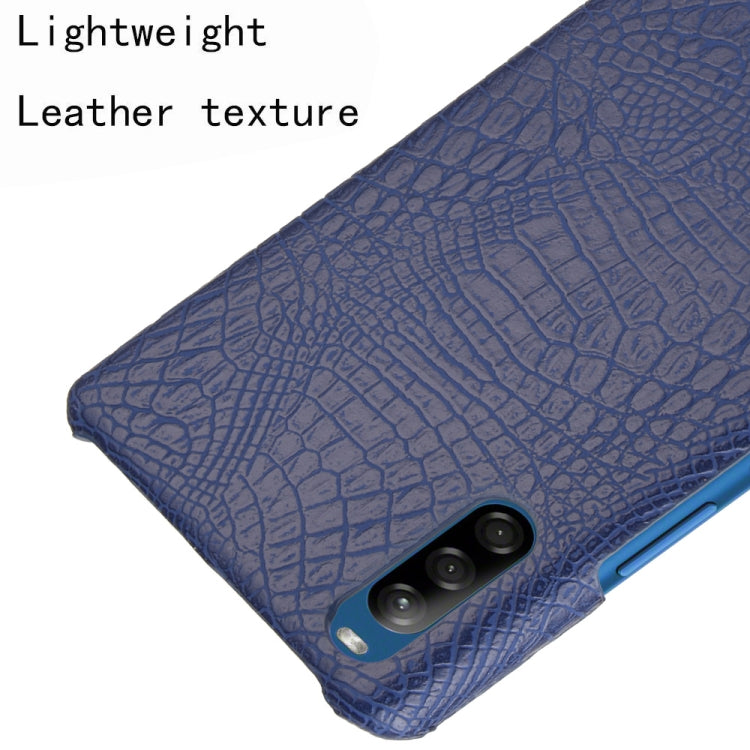 For Sony Xperia L4 Shockproof Crocodile Texture PC + PU Case(Blue)