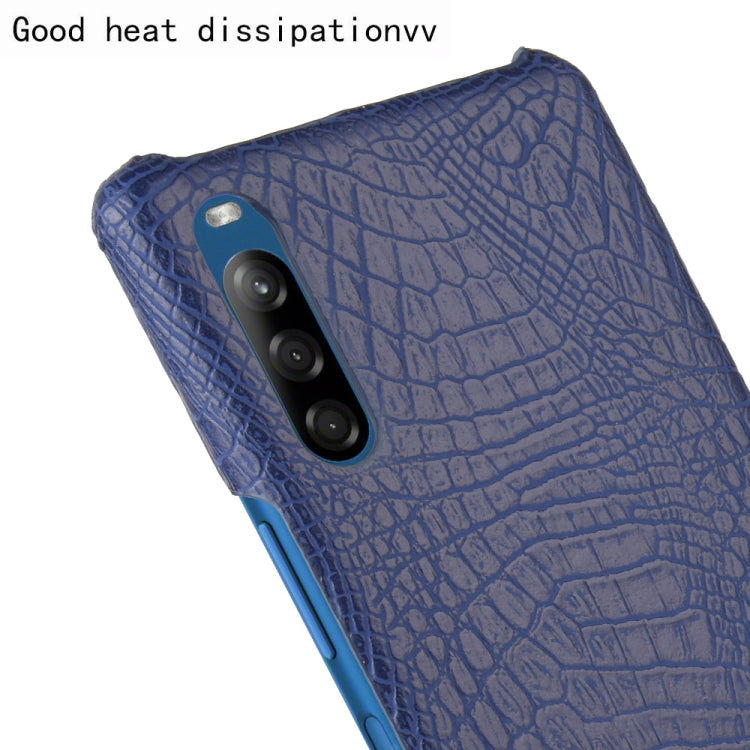 For Sony Xperia L4 Shockproof Crocodile Texture PC + PU Case(Blue)