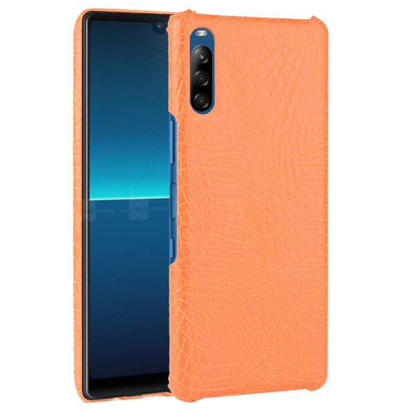 For Sony Xperia L4 Shockproof Crocodile Texture PC + PU Case(Orange)