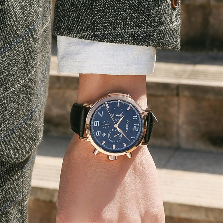 Ochstin 6105 Multi Function Watch Business Leisure Men Watch Waterproof Timing Quartz Watch Belt Watch(Rose Gold Black)