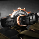 Ochstin 6105 Multi Function Watch Business Leisure Men Watch Waterproof Timing Quartz Watch Belt Watch(Rose Gold White)