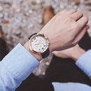 Ochstin 6105 Multi Function Watch Business Leisure Men Watch Waterproof Timing Quartz Watch Belt Watch(Rose Gold White)