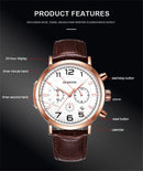 Ochstin 6105 Multi Function Watch Business Leisure Men Watch Waterproof Timing Quartz Watch Belt Watch(Silvery White)