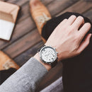 Ochstin 6105 Multi Function Watch Business Leisure Men Watch Waterproof Timing Quartz Watch Belt Watch(Silvery White)