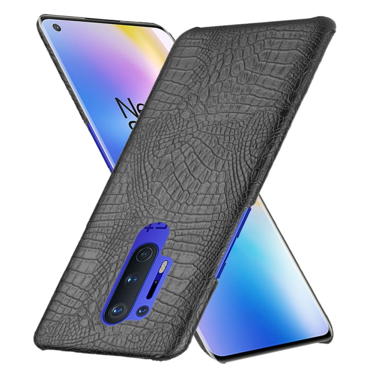 For OnePlus 8 Pro Shockproof Crocodile Texture PC + PU Case(Bliack)
