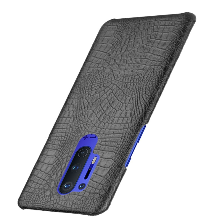For OnePlus 8 Pro Shockproof Crocodile Texture PC + PU Case(Bliack)