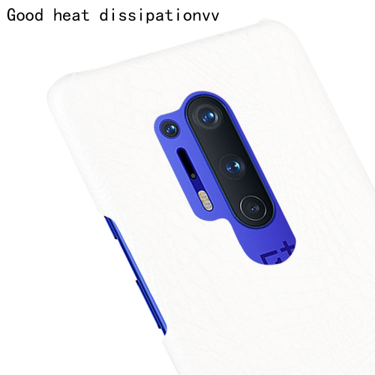 For OnePlus 8 Pro Shockproof Crocodile Texture PC + PU Case(White)