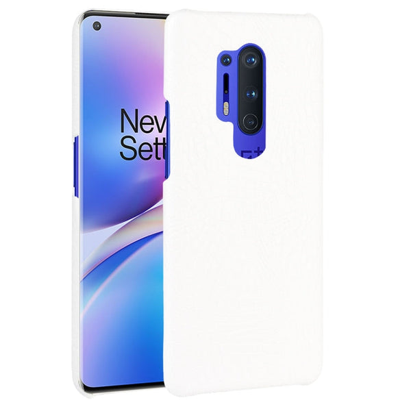 For OnePlus 8 Pro Shockproof Crocodile Texture PC + PU Case(White)