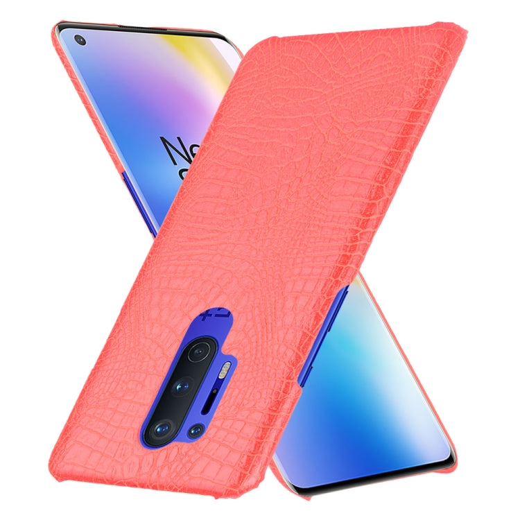 For OnePlus 8 Pro Shockproof Crocodile Texture PC + PU Case(Red)