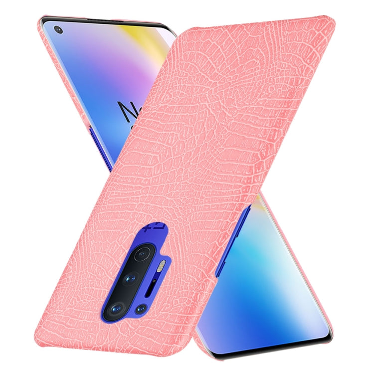 For OnePlus 8 Pro Shockproof Crocodile Texture PC + PU Case(Pink)