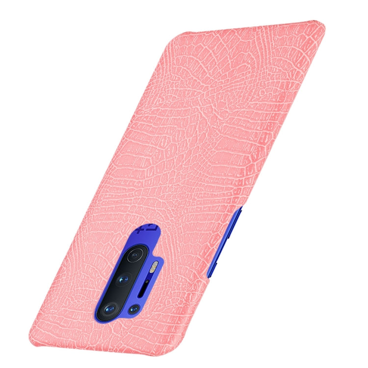 For OnePlus 8 Pro Shockproof Crocodile Texture PC + PU Case(Pink)