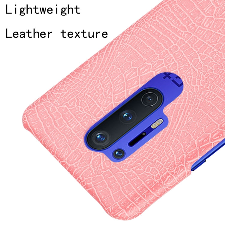 For OnePlus 8 Pro Shockproof Crocodile Texture PC + PU Case(Pink)