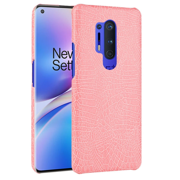 For OnePlus 8 Pro Shockproof Crocodile Texture PC + PU Case(Pink)
